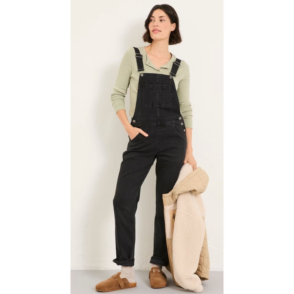 FatFace Lewes Denim Overalls Washed Black Eco Denim Women's US 4